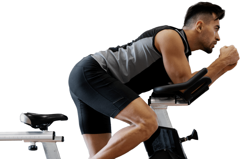 Man doing indoor cycling